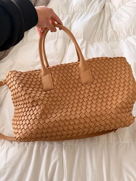 Anne Klein Woven Tote Bag in Tan - Picture 2 of 8